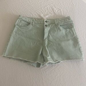 EUC Size 14 Universal Thread Mint Green Women's Denim Shorts with frayed Hem